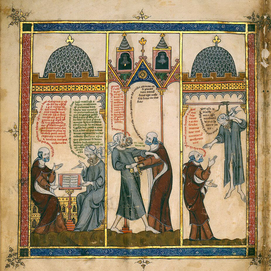 Ramon discusses Islamic theology with his Saracen slave, who later threatens to kill him and finally commits suicide in prison.